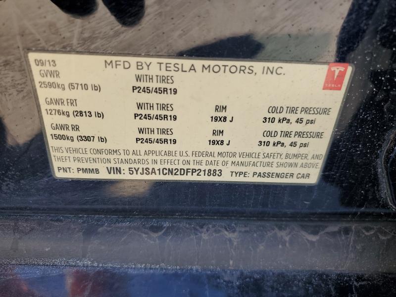 5YJSA1CN2DFP21883 - 2013 TESLA MODEL S Կապույտ լուսանկար 12