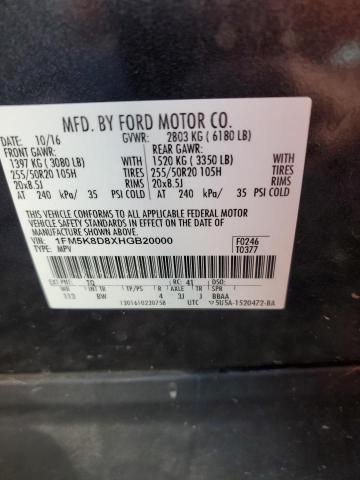 1FM5K8D8XHGB20000 - 2017 FORD EXPLORER XLT 石墨色 照片 14