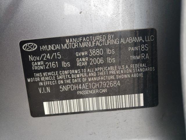 5NPDH4AE1GH792684 - 2016 HYUNDAI ELANTRA SE SILVER photo 12