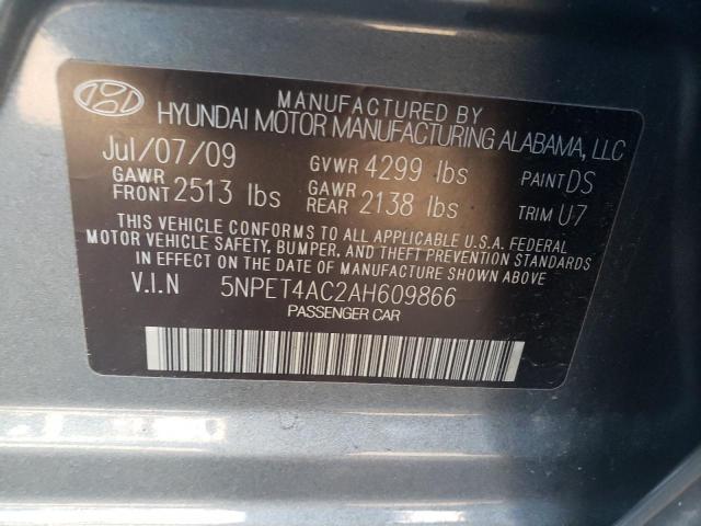 5NPET4AC2AH609866 - 2010 HYUNDAI SONATA GLS GRAY photo 12