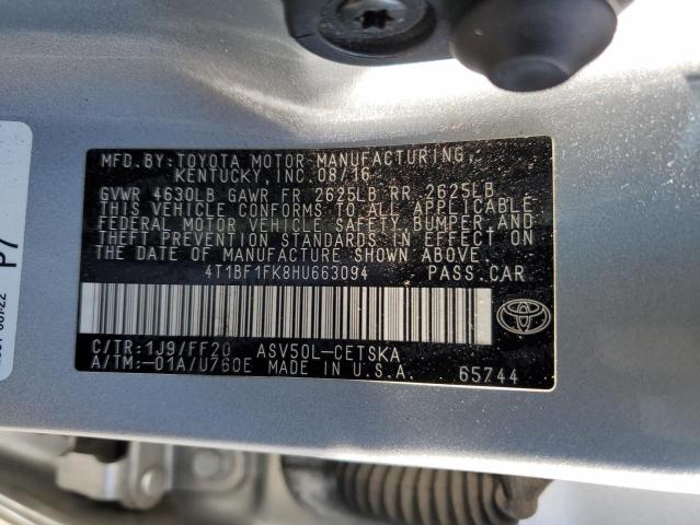 4T1BF1FK8HU663094 - 2017 TOYOTA CAMRY LE SILVER photo 12