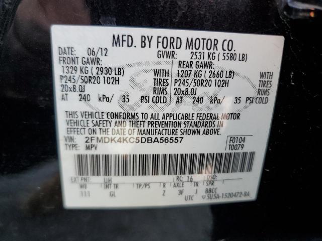 2FMDK4KC5DBA56557 - 2013 FORD EDGE LIMITED BLACK photo 13