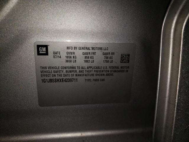 1G1JB5SHXE4239711 - 2014 CHEVROLET SONIC LS 银色 照片 12