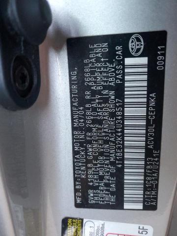 4T1BE32K44U348517 - 2004 TOYOTA CAMRY LE SILVER photo 12