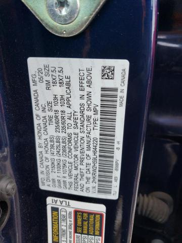 2HKRW2H59LH644220 - 2020 HONDA CR-V EX BLUE photo 12