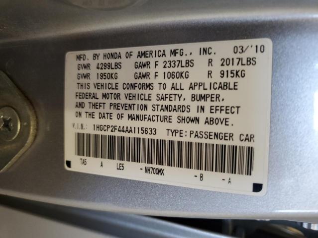 1HGCP2F44AA115633 - 2010 HONDA ACCORD LXP SILVER photo 12