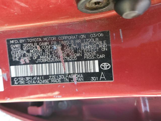 JTDBR32E860078205 - 2006 TOYOTA COROLLA CE Qırmızı foto 12