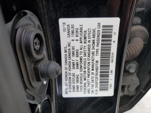 2HGFC2F59JH607738 - 2018 HONDA CIVIC LX 黑色 照片 12
