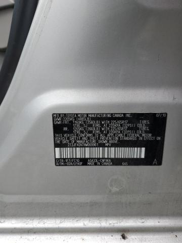 2T3JF4DV7AW069961 - 2010 TOYOTA RAV4 SILVER photo 12