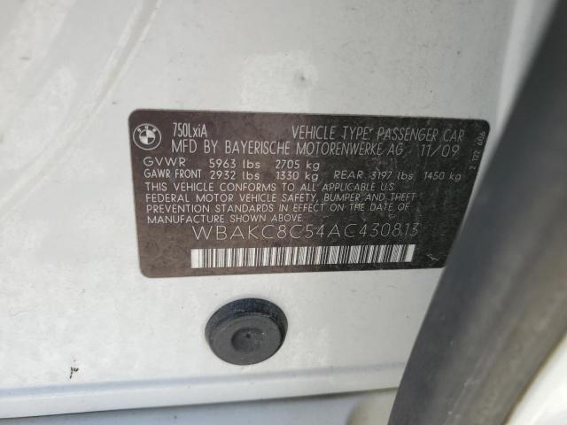 WBAKC8C54AC430813 - 2010 BMW 750 LI XDRIVE WHITE photo 12