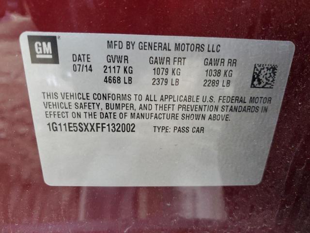 1G11E5SXXFF132002 - 2015 CHEVROLET MALIBU 2LT BURGUNDY photo 12