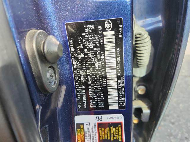 4T4BF1FK7FR492941 - 2015 TOYOTA CAMRY LE BLUE photo 12