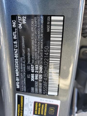 55SWF4JB0HU221450 - 2017 MERCEDES-BENZ C 300 SILVER photo 12