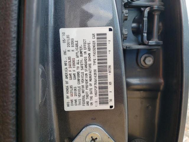 1HGCP2F76AA142830 - 2010 HONDA ACCORD EX GRAY photo 12