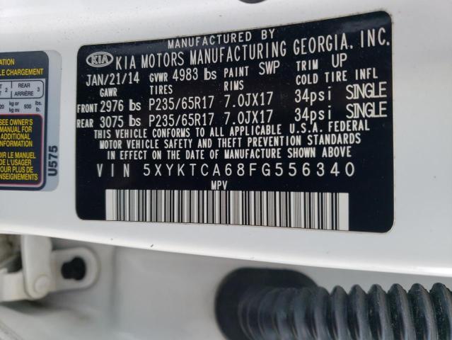 5XYKTCA68FG556340 - 2015 KIA SORENTO LX WHITE photo 13