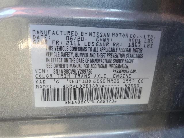 3N1AB8CV9LY289736 - 2020 NISSAN SENTRA SV GRAY photo 13