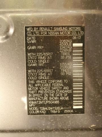 KNMAT2MT1JP504965 - 2018 NISSAN ROGUE S Сұр фото 12