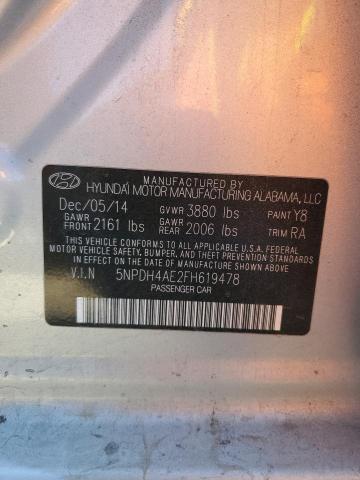 5NPDH4AE2FH619478 - 2015 HYUNDAI ELANTRA SE SILVER photo 12