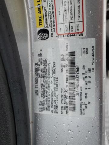 3FAHP0JG3CR422669 - 2012 FORD FUSION SEL Серебристый фото 12