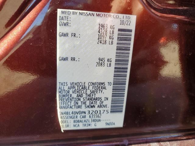 1N4BL4DV0PN320175 - 2023 NISSAN ALTIMA SV MAROON photo 12