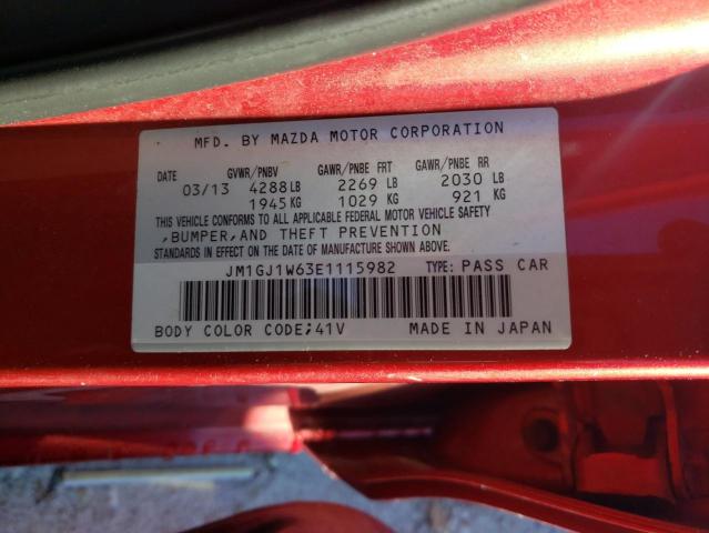 JM1GJ1W63E1115982 - 2014 MAZDA 6 GRAND TOURING RED photo 12