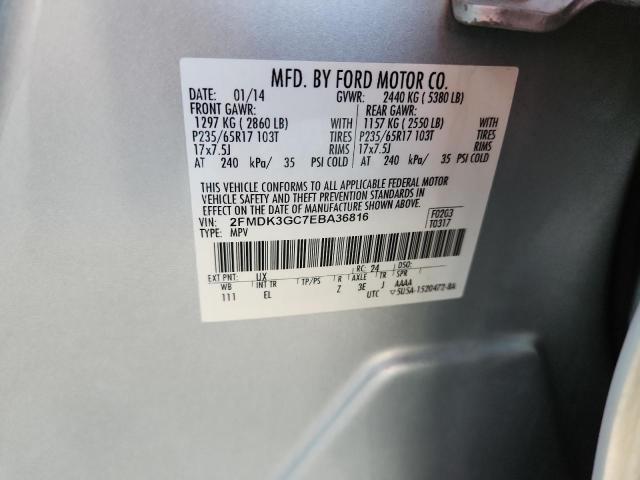 2FMDK3GC7EBA36816 - 2014 FORD EDGE SE Күміс фото 13