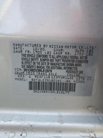 3N1CN8DV3ML812679 - 2021 NISSAN VERSA S GRAY photo 12