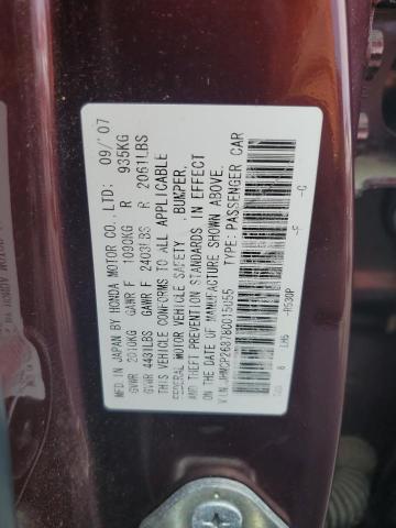 JHMCP26878C015055 - 2008 HONDA ACCORD EXL Bordeaux photo 13