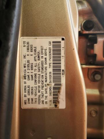 1HGCM564X5A192636 - 2005 HONDA ACCORD LX TAN photo 12