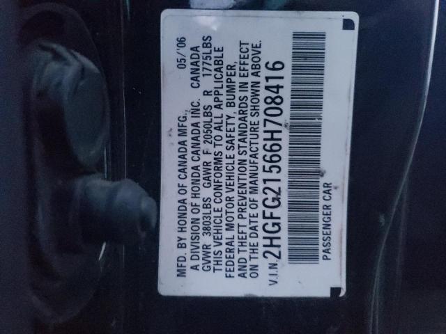 2HGFG21566H708416 - 2006 HONDA CIVIC SI BLACK photo 12