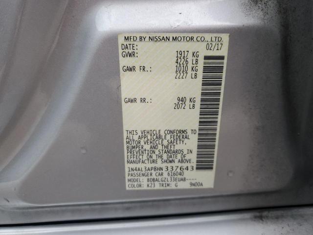 1N4AL3AP8HN337643 - 2017 NISSAN ALTIMA 2.5 SILVER photo 13