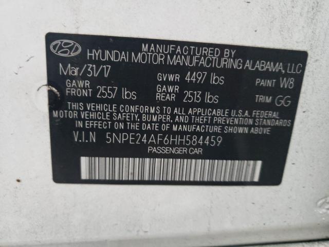 5NPE24AF6HH584459 - 2017 HYUNDAI SONATA SE WHITE photo 12