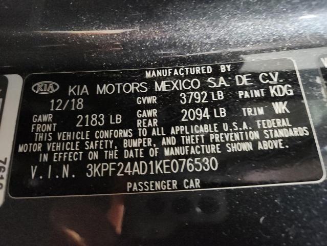 3KPF24AD1KE076530 - 2019 KIA FORTE FE Grau Foto 12