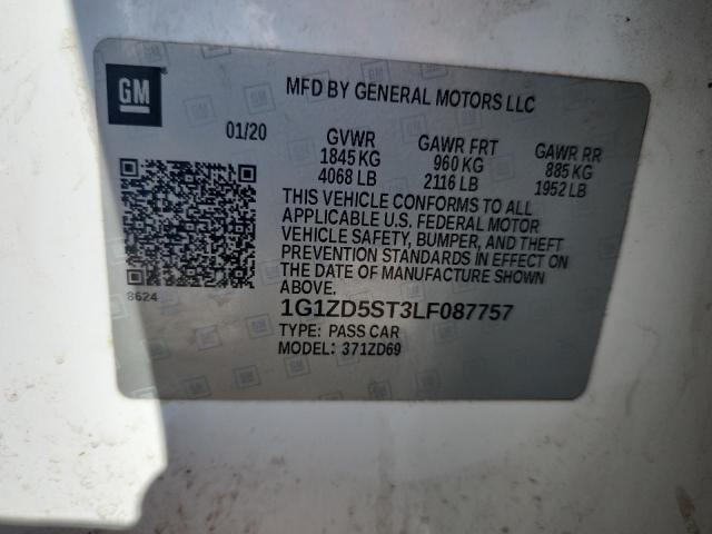 1G1ZD5ST3LF087757 - 2020 CHEVROLET MALIBU LT Blanco foto 12