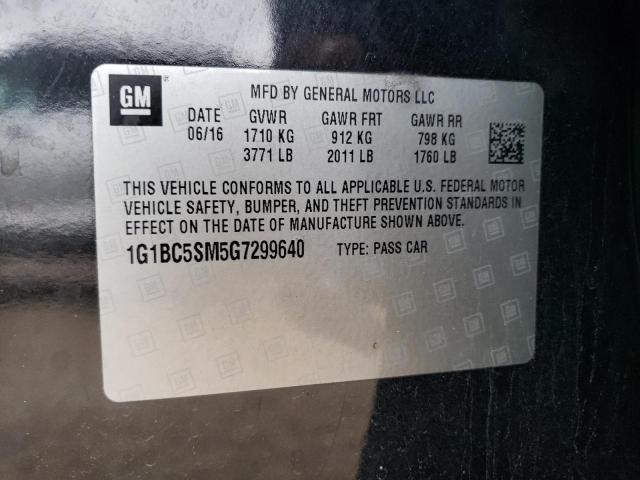 1G1BC5SM5G7299640 - 2016 CHEVROLET CRUZE LS BLACK photo 12