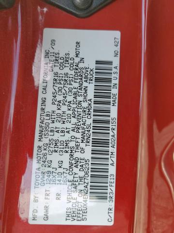 5TEUX4EN2AZ706235 - 2010 TOYOTA TACOMA ACCESS CAB أحمر صورة 13