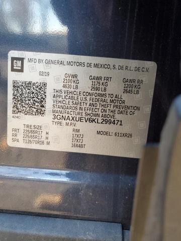 3GNAXUEV6KL299471 - 2019 CHEVROLET EQUINOX LT Weiß Foto 13