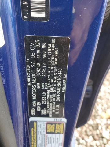 3KPF24AD5KE103440 - 2019 KIA FORTE FE أزرق صورة 13