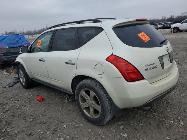 JN8AZ08T55W312204 - 2005 NISSAN MURANO SL WHITE photo 2