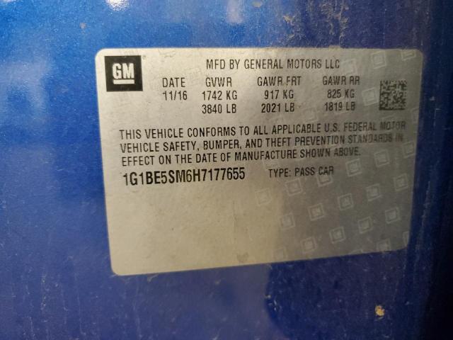 1G1BE5SM6H7177655 - 2017 CHEVROLET CRUZE LT Blau Foto 12