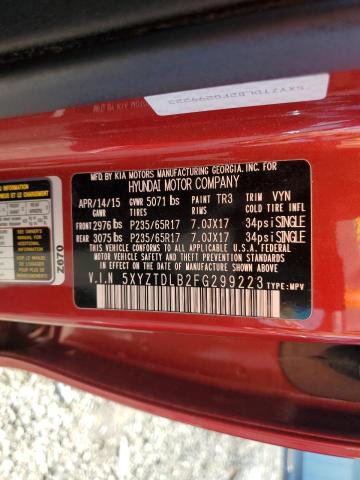 5XYZTDLB2FG299223 - 2015 HYUNDAI SANTA FE S 红色 照片 13