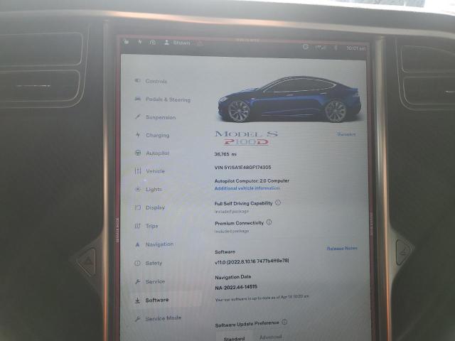 5YJSA1E48GF174305 - 2016 TESLA MODEL S ლურჯი ფოტო 9