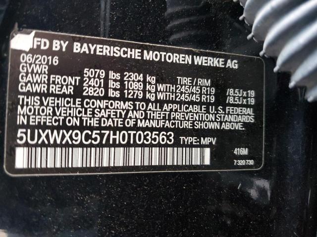 5UXWX9C57H0T03563 - 2017 BMW X3 XDRIVE28I BLACK photo 12