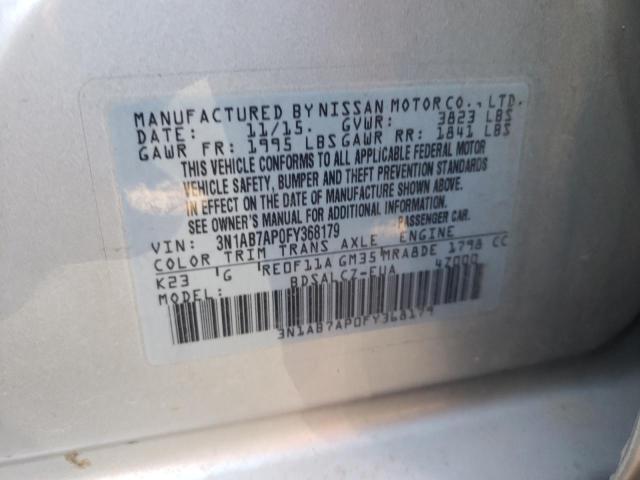 3N1AB7AP0FY368179 - 2015 NISSAN SENTRA S SILVER photo 12