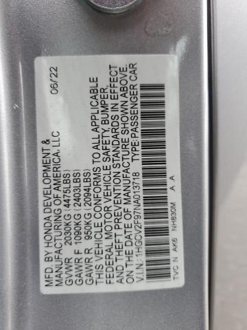 1HGCV2F97NA013718 - 2022 HONDA ACCORD TOURING ვერცხლისფერი ფოტო 13