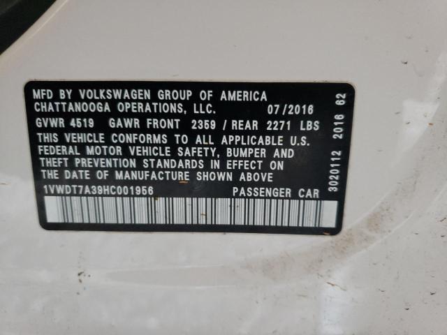 1VWDT7A39HC001956 - 2017 VOLKSWAGEN PASSAT R-LINE Ağ foto 12