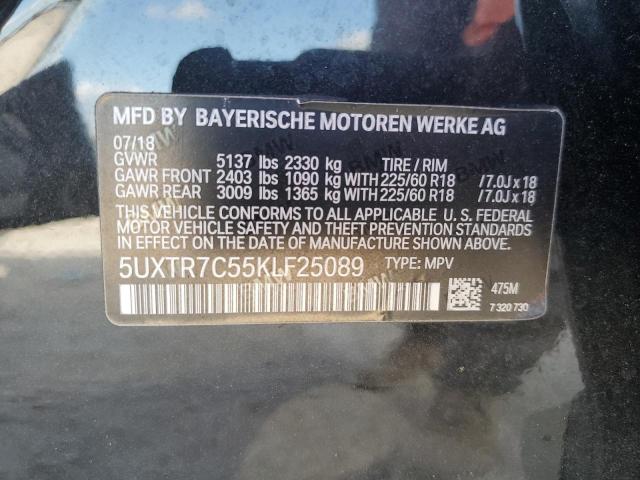 5UXTR7C55KLF25089 - 2019 BMW X3 SDRIVE30I BLACK photo 14