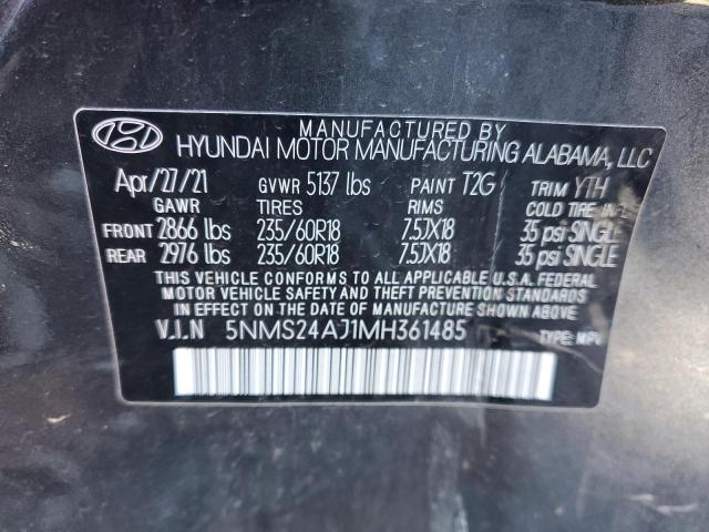 5NMS24AJ1MH361485 - 2021 HYUNDAI SANTA FE SEL GRAY photo 13