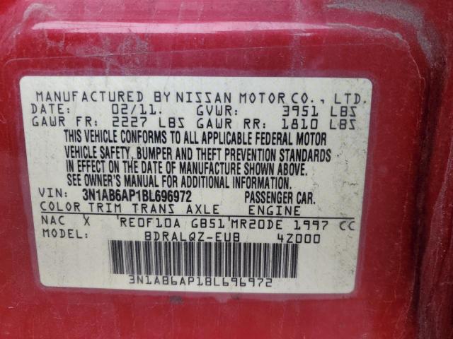 3N1AB6AP1BL696972 - 2011 NISSAN SENTRA 2.0 RED photo 12