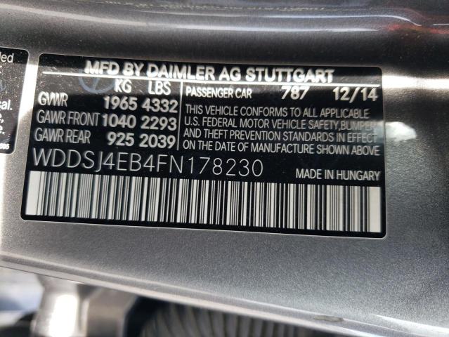 WDDSJ4EB4FN178230 - 2015 MERCEDES-BENZ CLA 250 GRAY photo 12